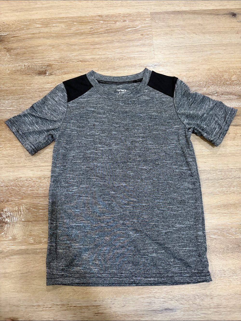 Carter's Gray Heather Short Sleeve Tee with Black Shoulder Panels
